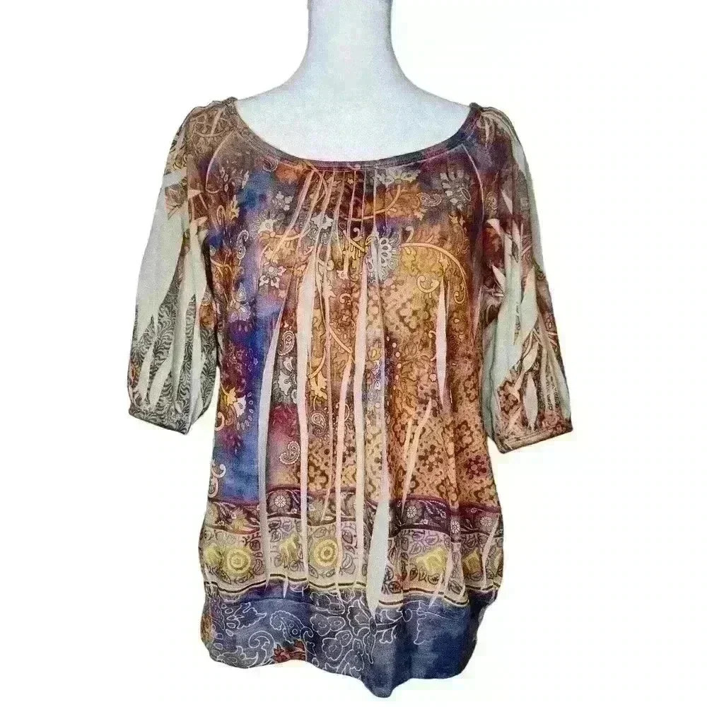 Apt. 9 women's Paisley print blouse short sleeve size small